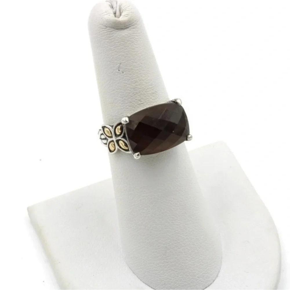 John Hardy sterling silver 18k Smoky Quartz Ring